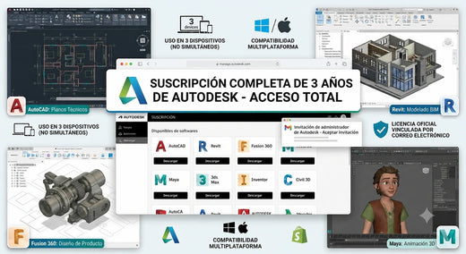 Autodesk Premium por 3 años con AutoCAD, Revit, Civil 3D, Maya, 3ds Max y Fusion 360