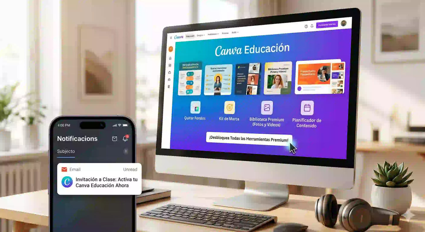 Interfaz de Canva Educación con herramientas premium activas