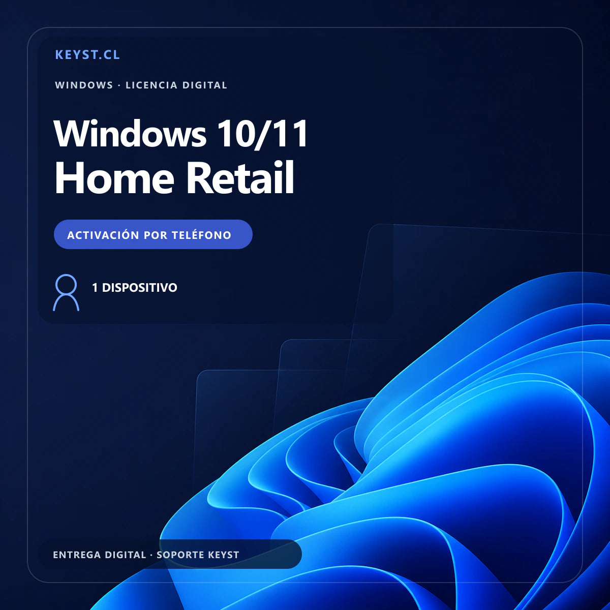 Licencia Windows 10 y Windows 11 Home Retail para 1 PC con activación telefónica