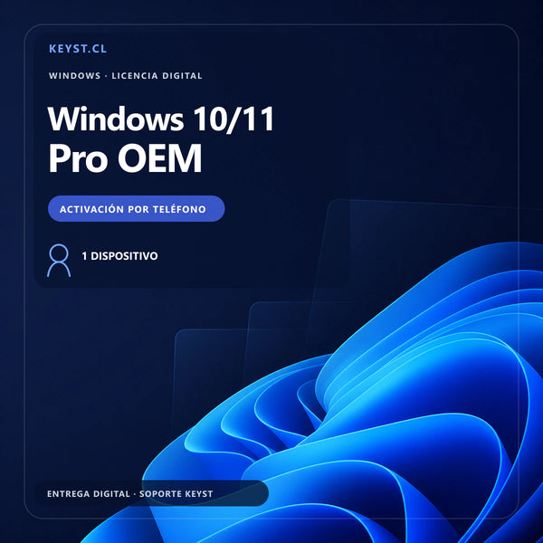 Licencia Windows 10 y Windows 11 Pro OEM para 1 PC con activación telefónica