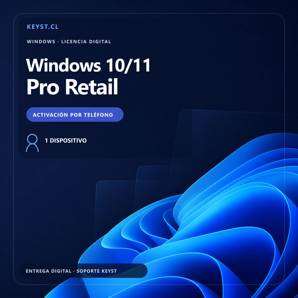 Licencia Windows 10 y Windows 11 Pro Retail para 1 PC con activación telefónica